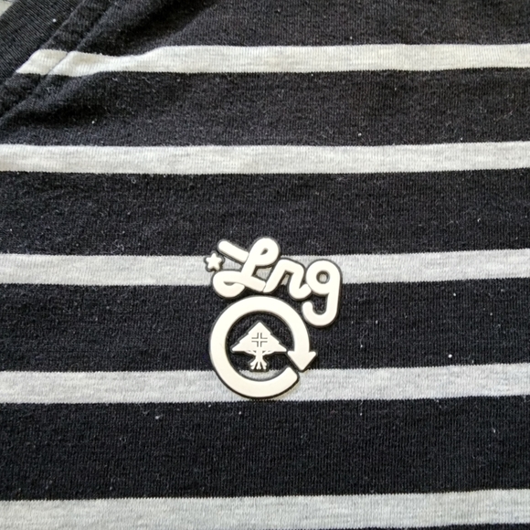 Y2K Black/Oatmeal Striped V-Neck Tee, Men's M - Picture 5 of 7